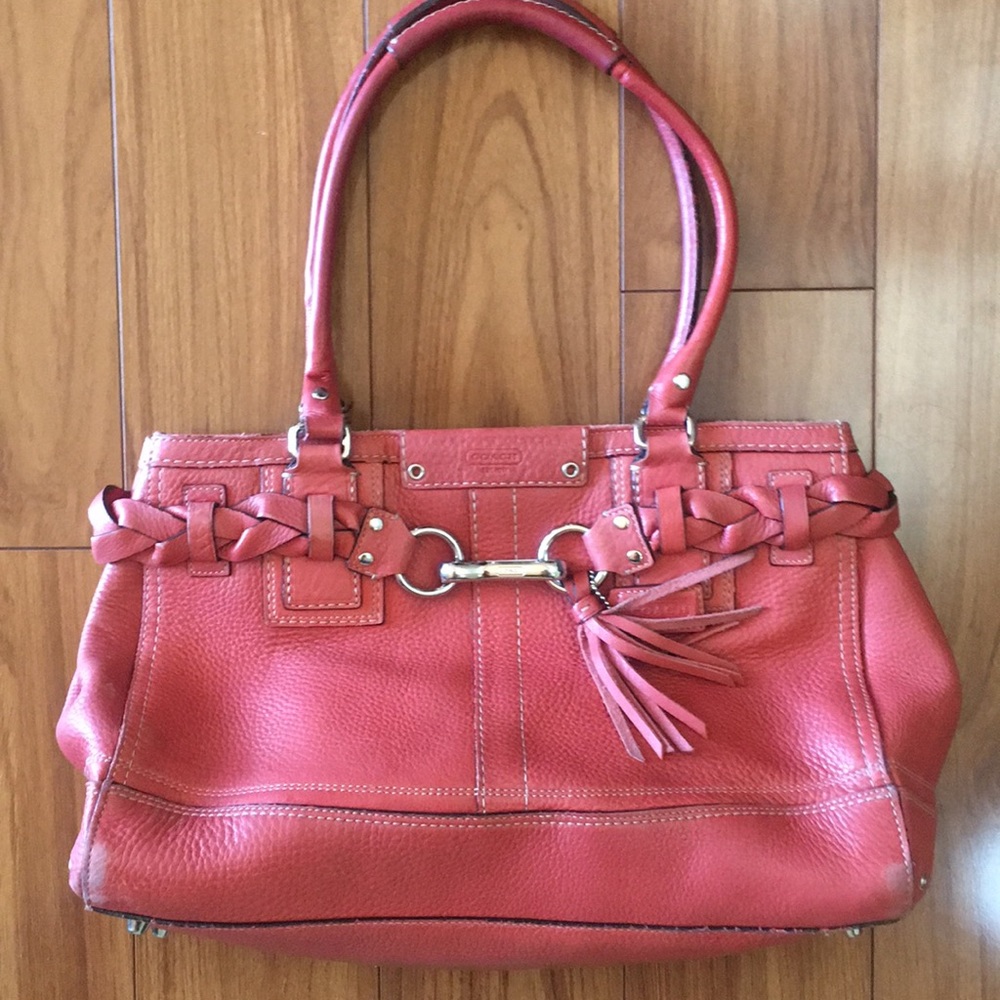 Beautiful orange leather coach bag